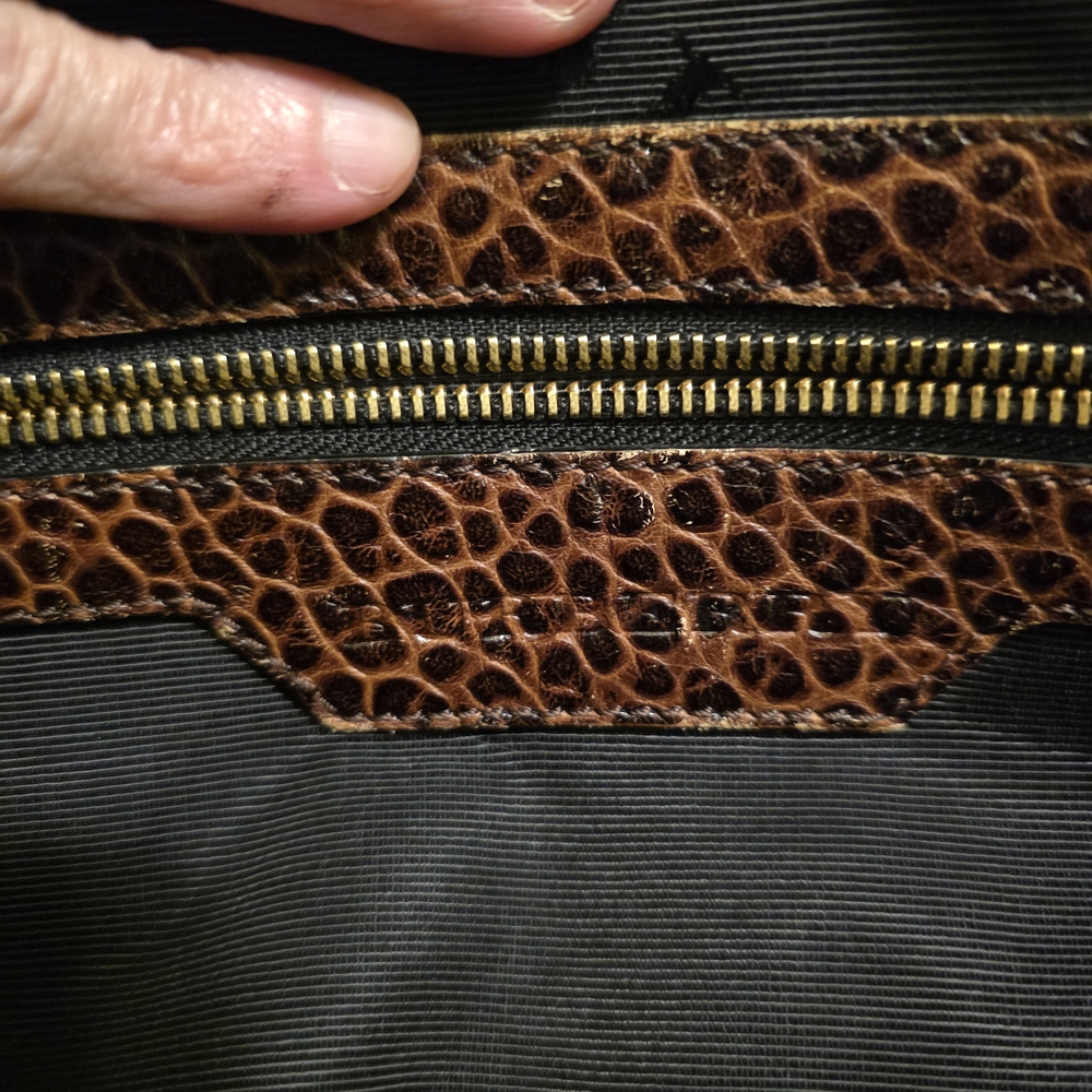 Burberry Textured Leather Shoulder Bag in Brown and Black - Picture 11 of 13